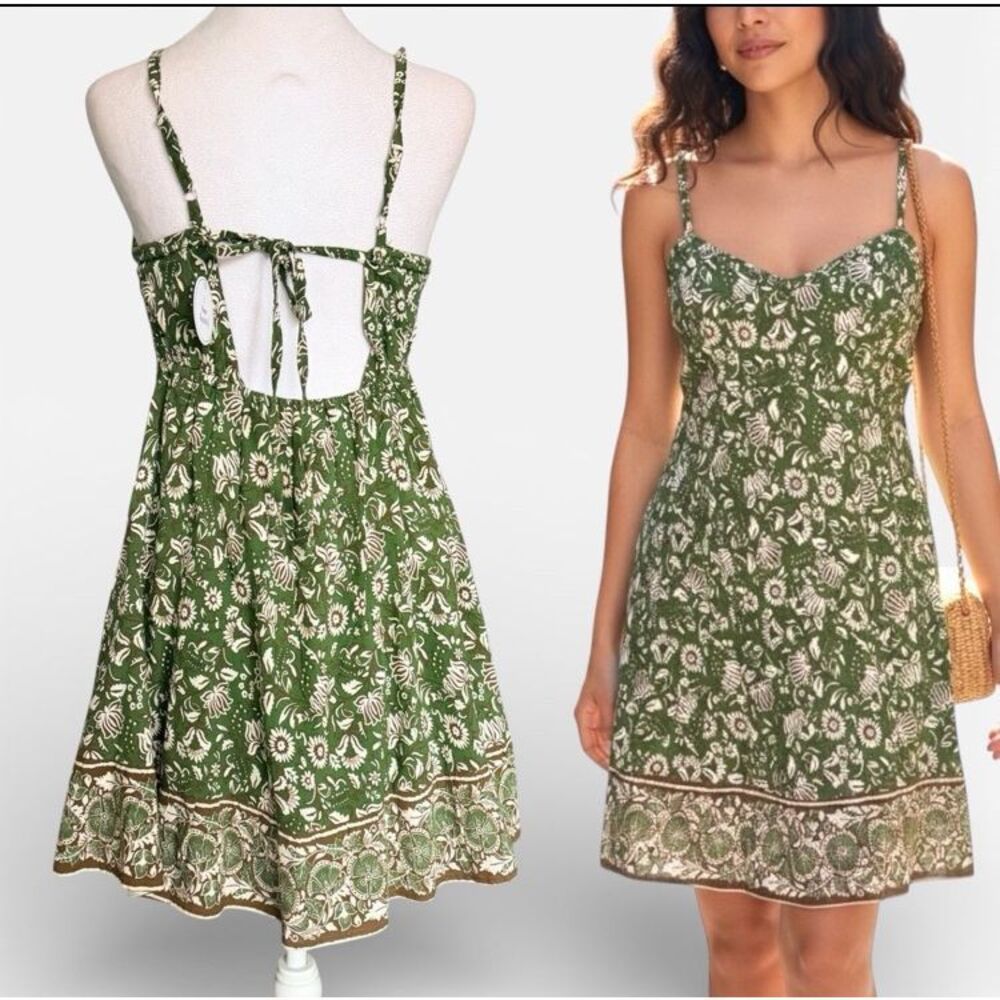 Sincerely Jules Green Floral Backless Dress Size Small